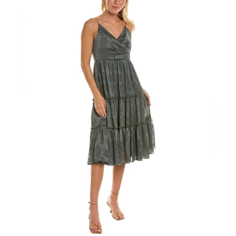New! Anthropologie x Sachin & Babi Dalia Floral Jacquard Midi Dress Green Moss 🌿 - Picture 2 of 11